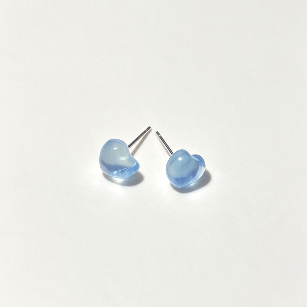 Natural Aquamarine Heart Stud Earrings, Crystal Love Shape Ear Jewelry