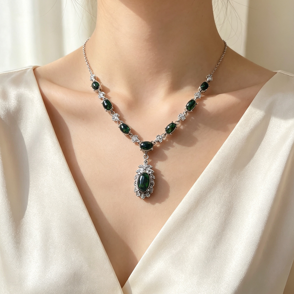 Natural Black Opal Pendant Necklace, Flash Color Play Gemstone Jewelry