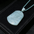 Natural Blue Water A-Grade Jadeite Landscape Necklace