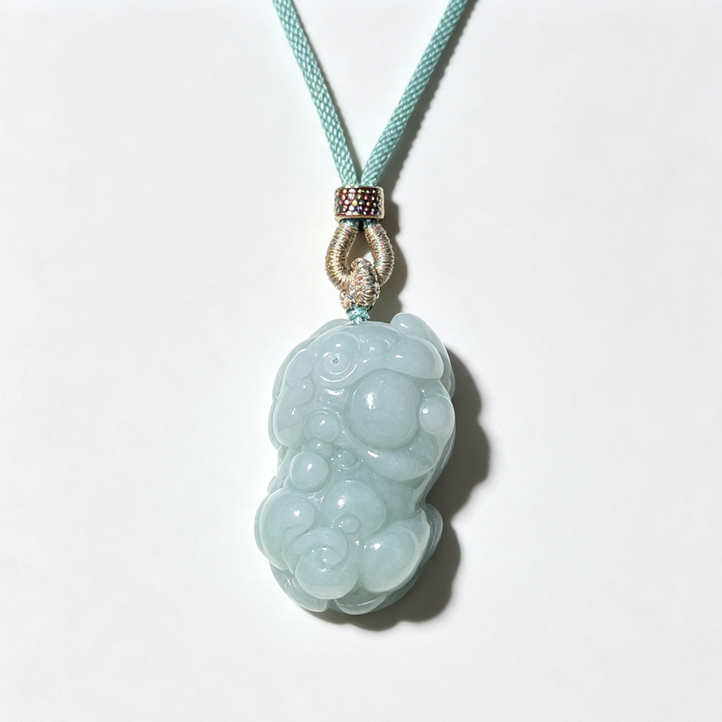 Natural Burmese Jade Pixiu Pendant, Light Green A-Grade Jadeite Necklace Amulet