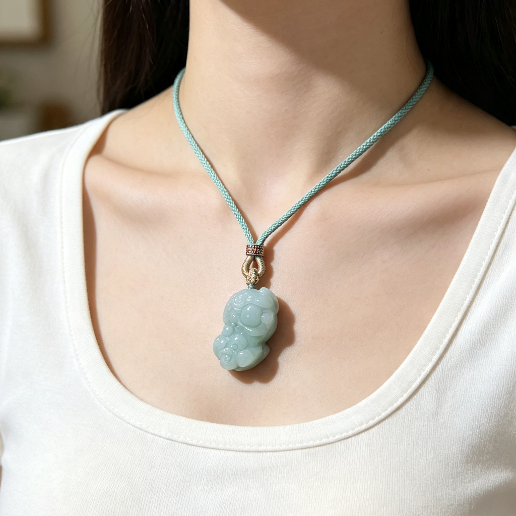 Natural Burmese Jade Pixiu Pendant, Light Green A-Grade Jadeite Necklace Amulet