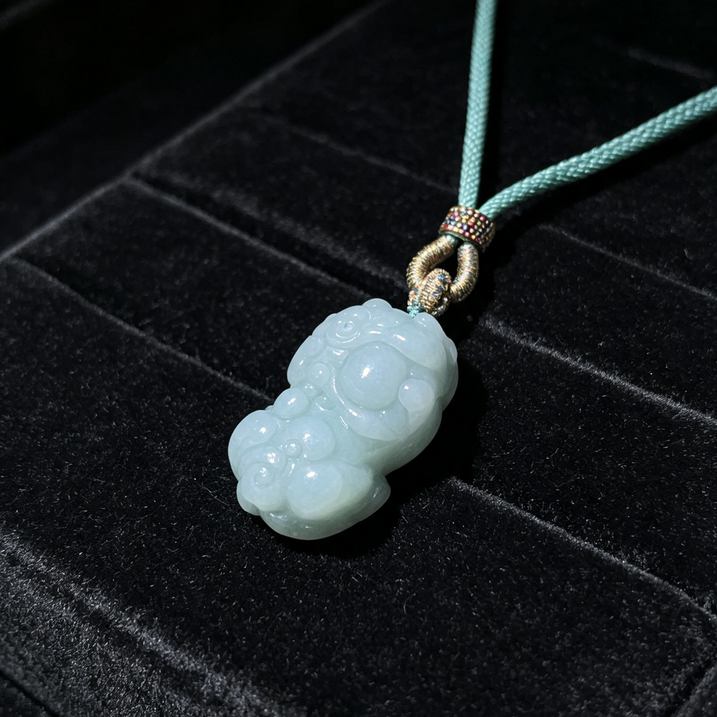 Natural Burmese Jade Pixiu Pendant, Light Green A-Grade Jadeite Necklace Amulet