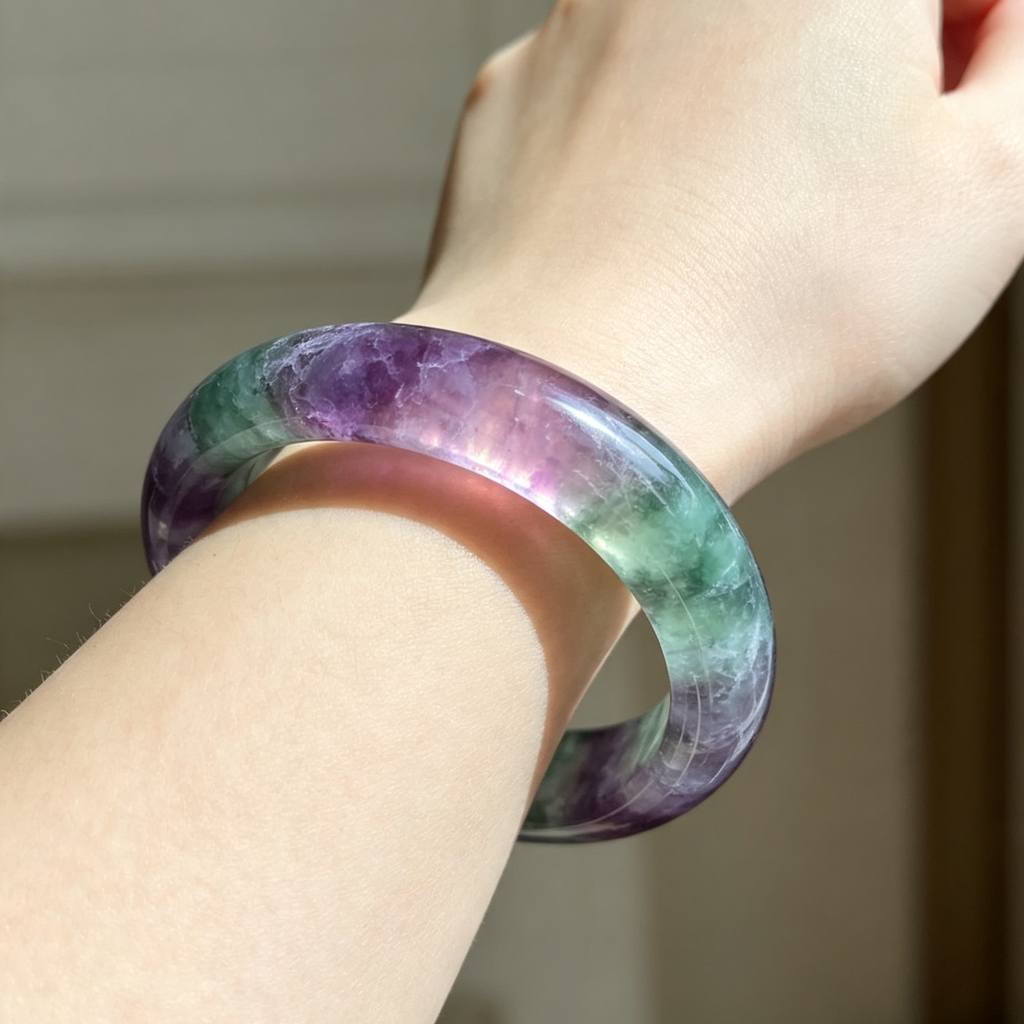 Natural Multicolor Fluorite Bangle
