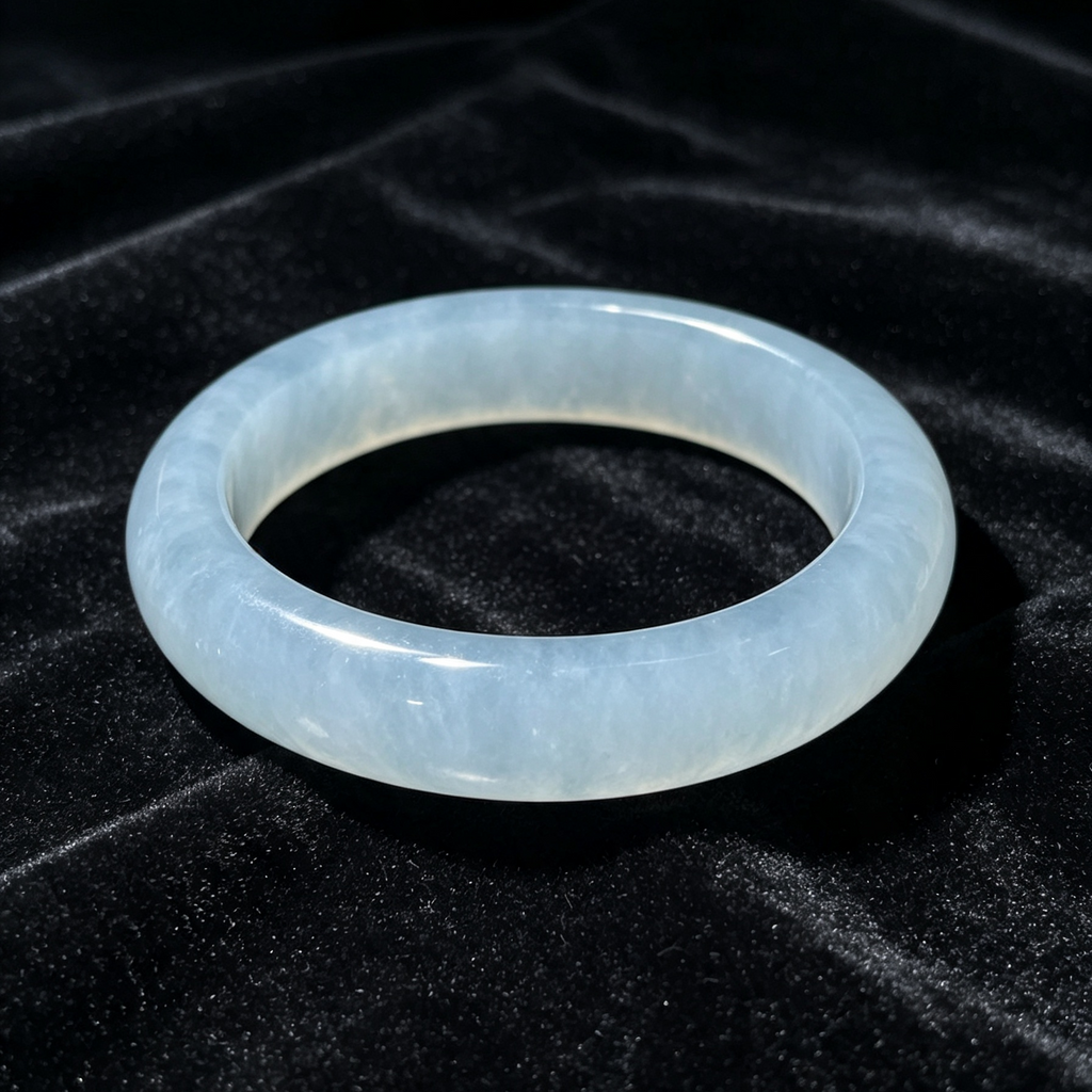 Natural Blue Ice Jade Bangle