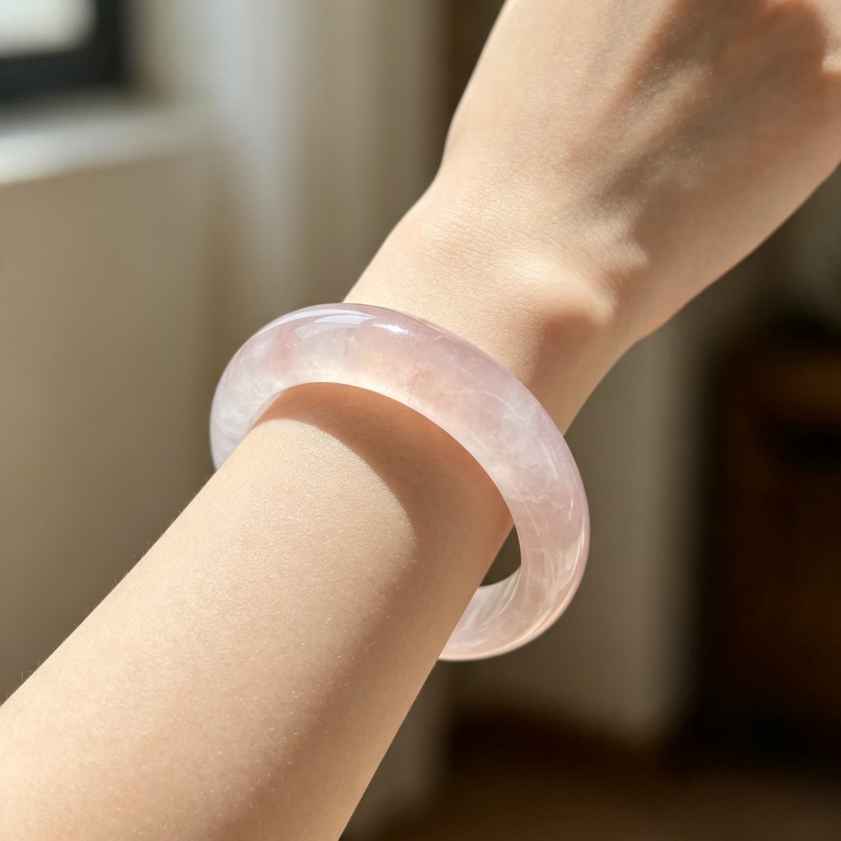 Natural Rose Quartz Bangle