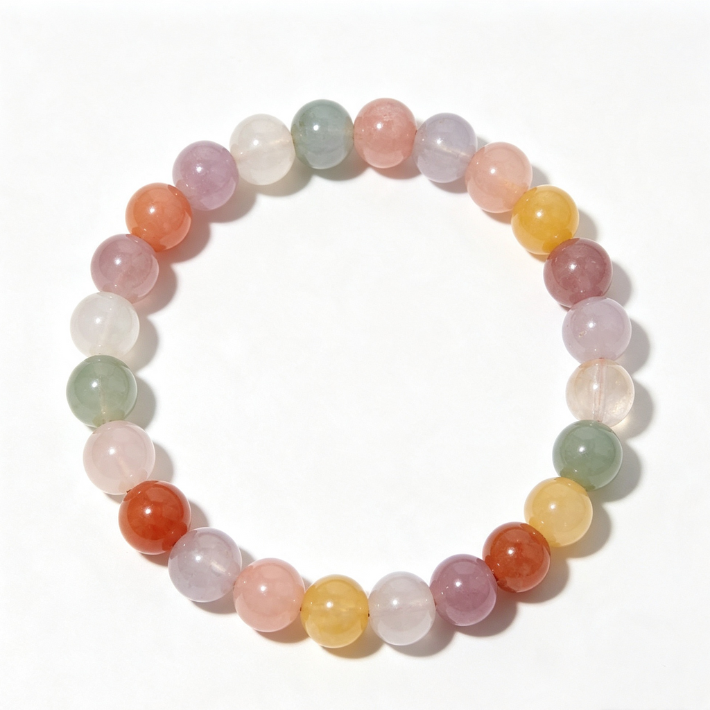 Natural Multi‑Color Yanyuan Agate Stretch Bracelet