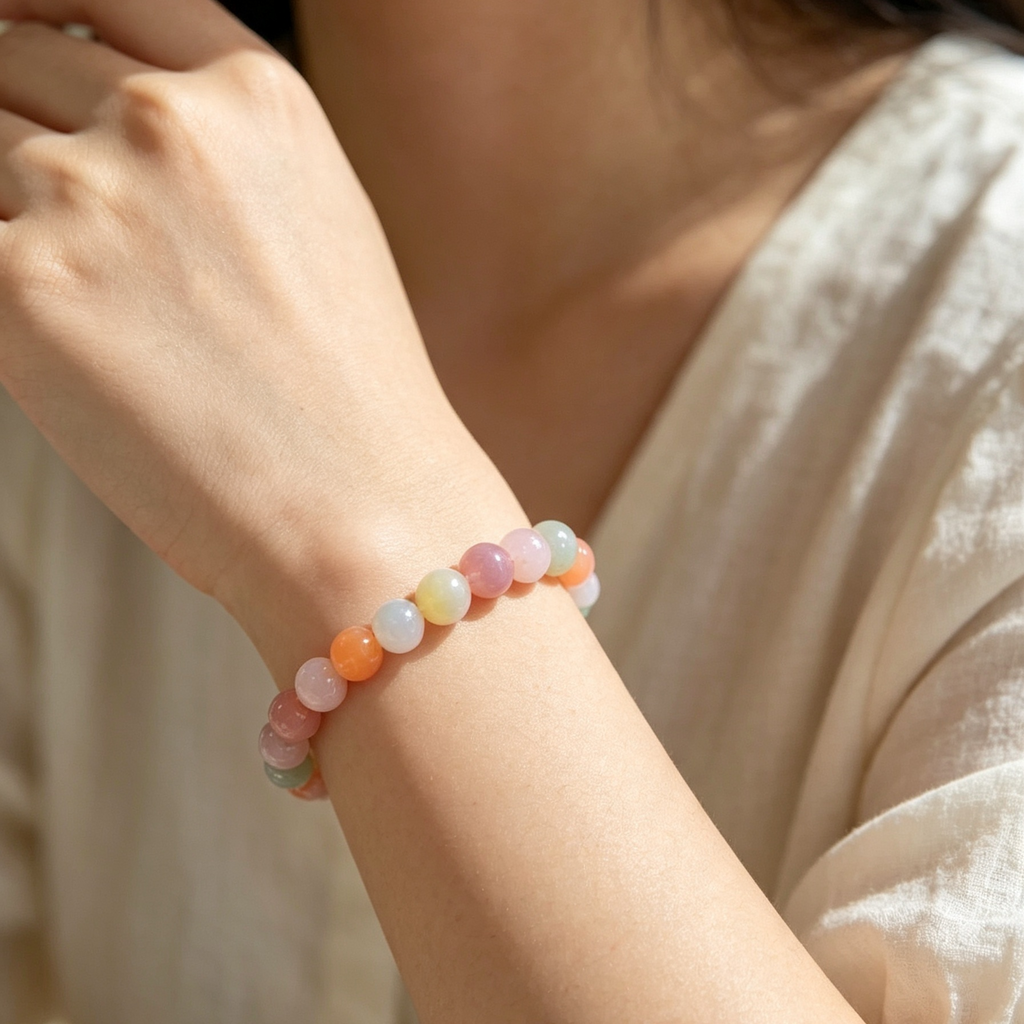 Natural Multi‑Color Yanyuan Agate Stretch Bracelet