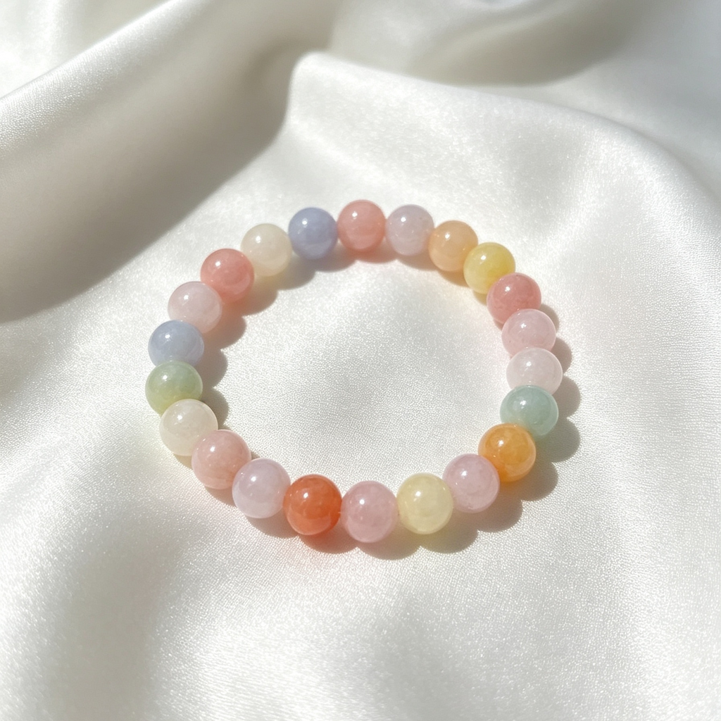 Natural Multi‑Color Yanyuan Agate Stretch Bracelet