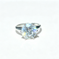 Round Brilliant Solitaire Engagement S925 Ring, Classic 6‑Prong Large Simulated Diamond Promise Ring