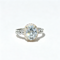 Oval‑Cut Halo Engagement S925 Ring, Side Stone Pave Band Simulated Diamond Promise Ring