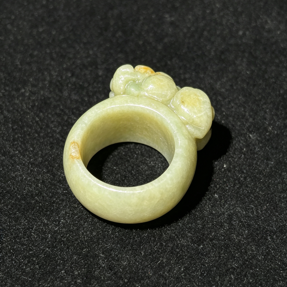 Natural Jadeite Carved Pixiu Ring, Hand‑Carved Pi‑Yao Solid Jade Band Ring