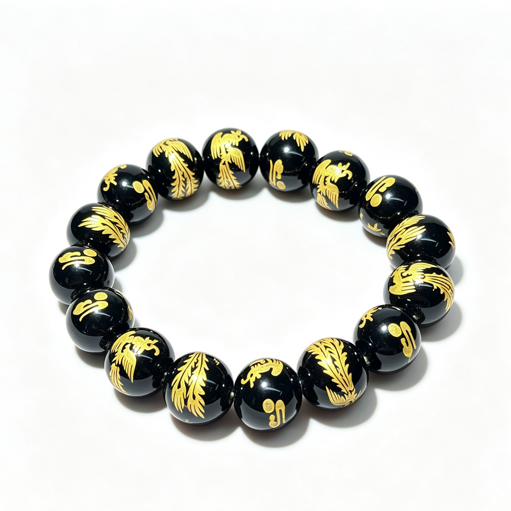 Natural Black Obsidian Stretch Bracelet