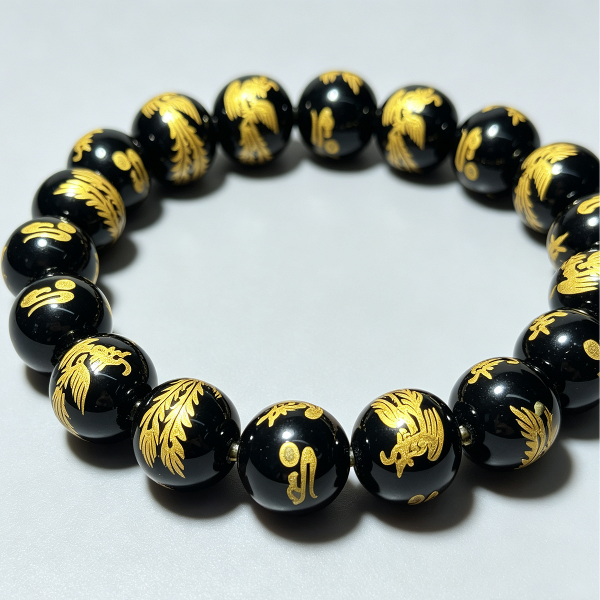 Natural Black Obsidian Stretch Bracelet