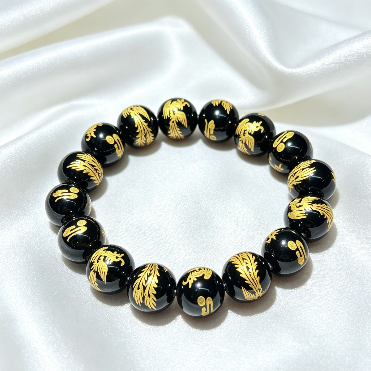 Natural Black Obsidian Stretch Bracelet