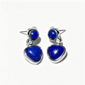 Natural Lapis Lazuli Heart‑Shaped Dangle Stud Earrings