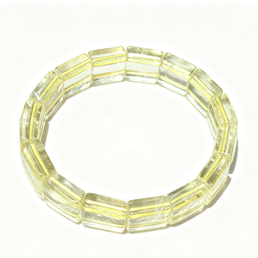 Natural Citrine Flat Bead Stretch Bracelet