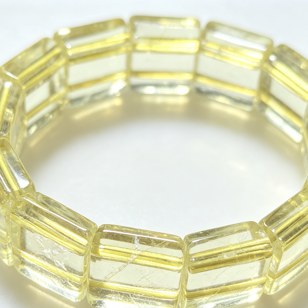 Natural Citrine Flat Bead Stretch Bracelet