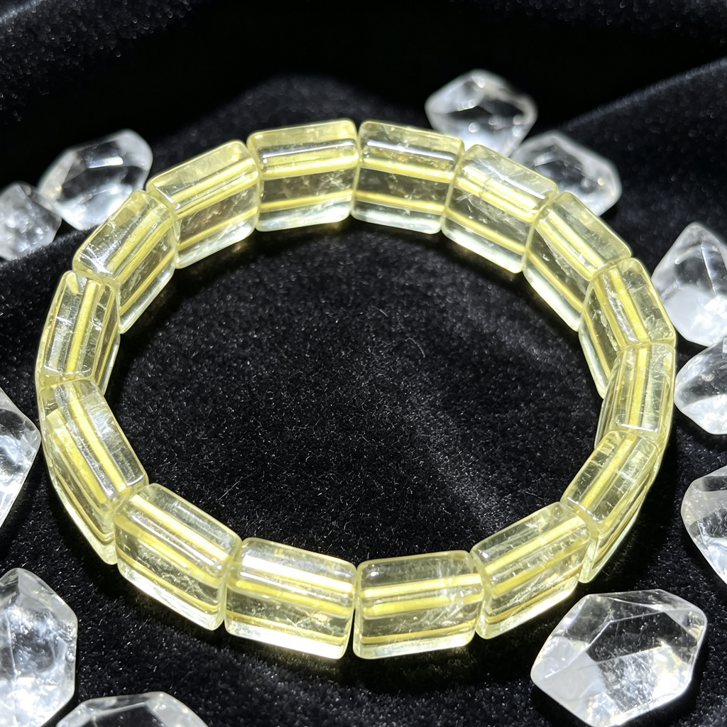 Natural Citrine Flat Bead Stretch Bracelet