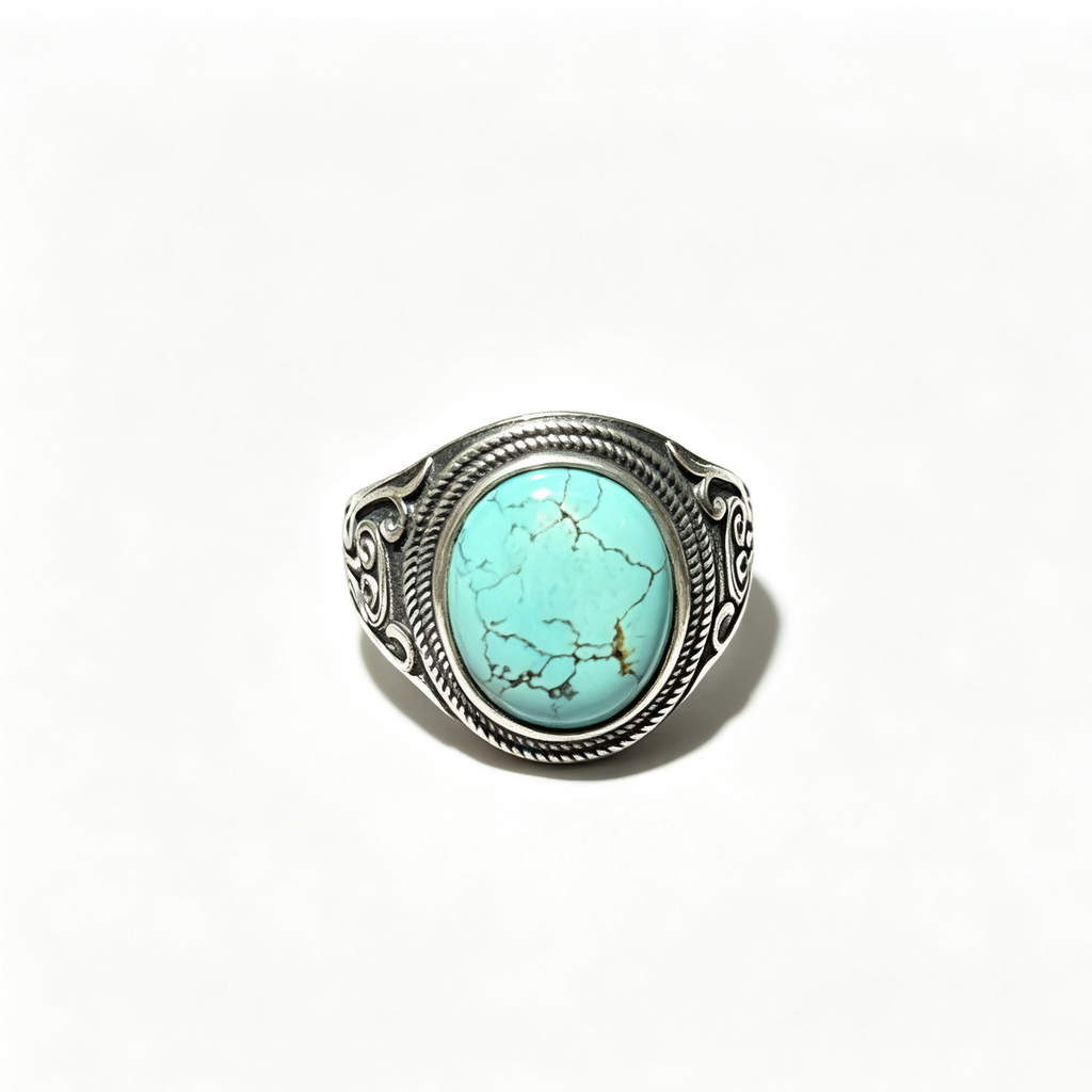 Natural Turquoise Oval Cabochon Statement Ring