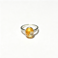 Natural Golden Rutilated Quartz Round Cabochon Ring