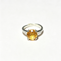 Natural Citrine Round Faceted Prong‑Set Adjustable Open Ring