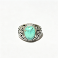 Natural Turquoise Oval Cabochon Vintage Filigree Ring