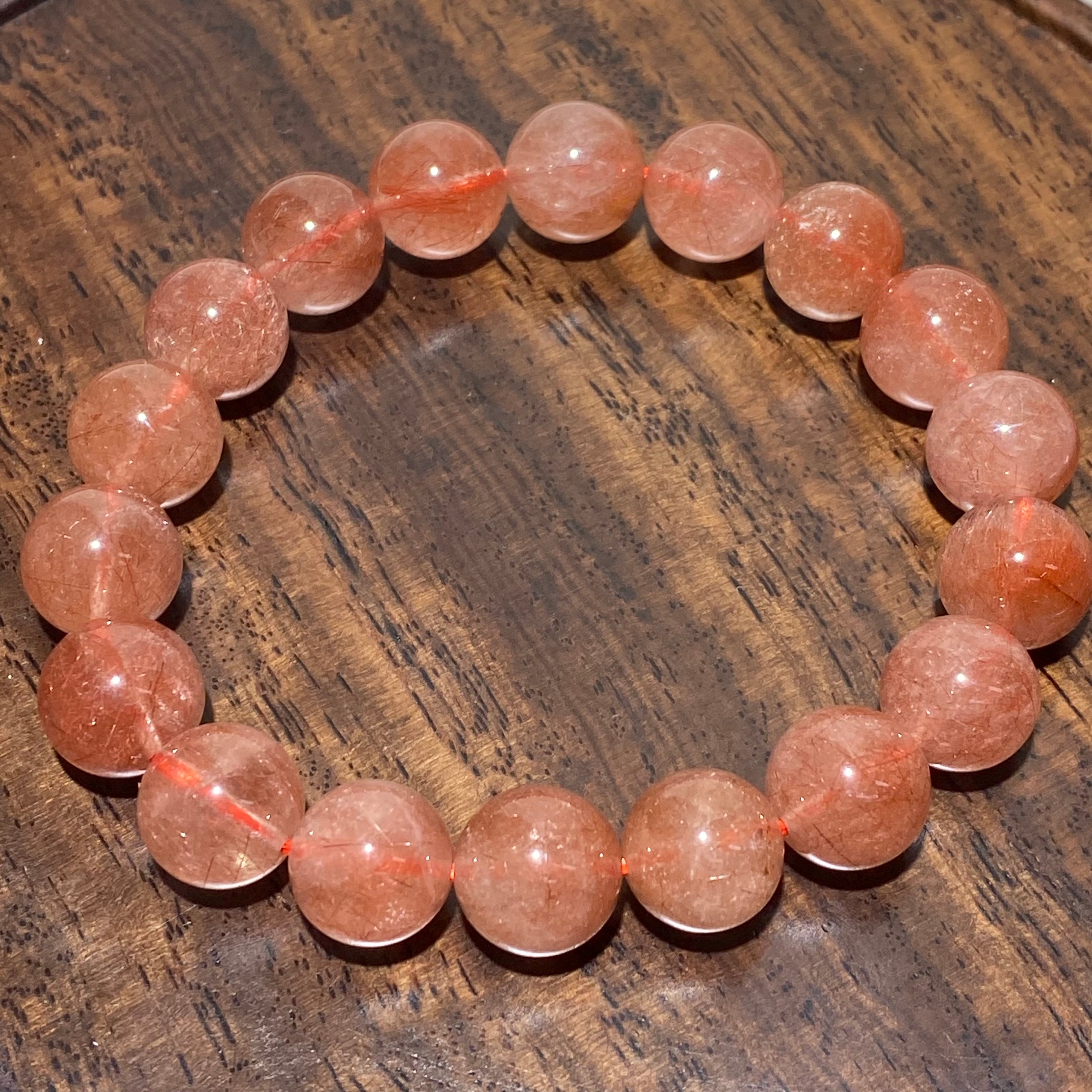 Natural Red Rutilated Quartz Bracelet 16mm-16.5mm