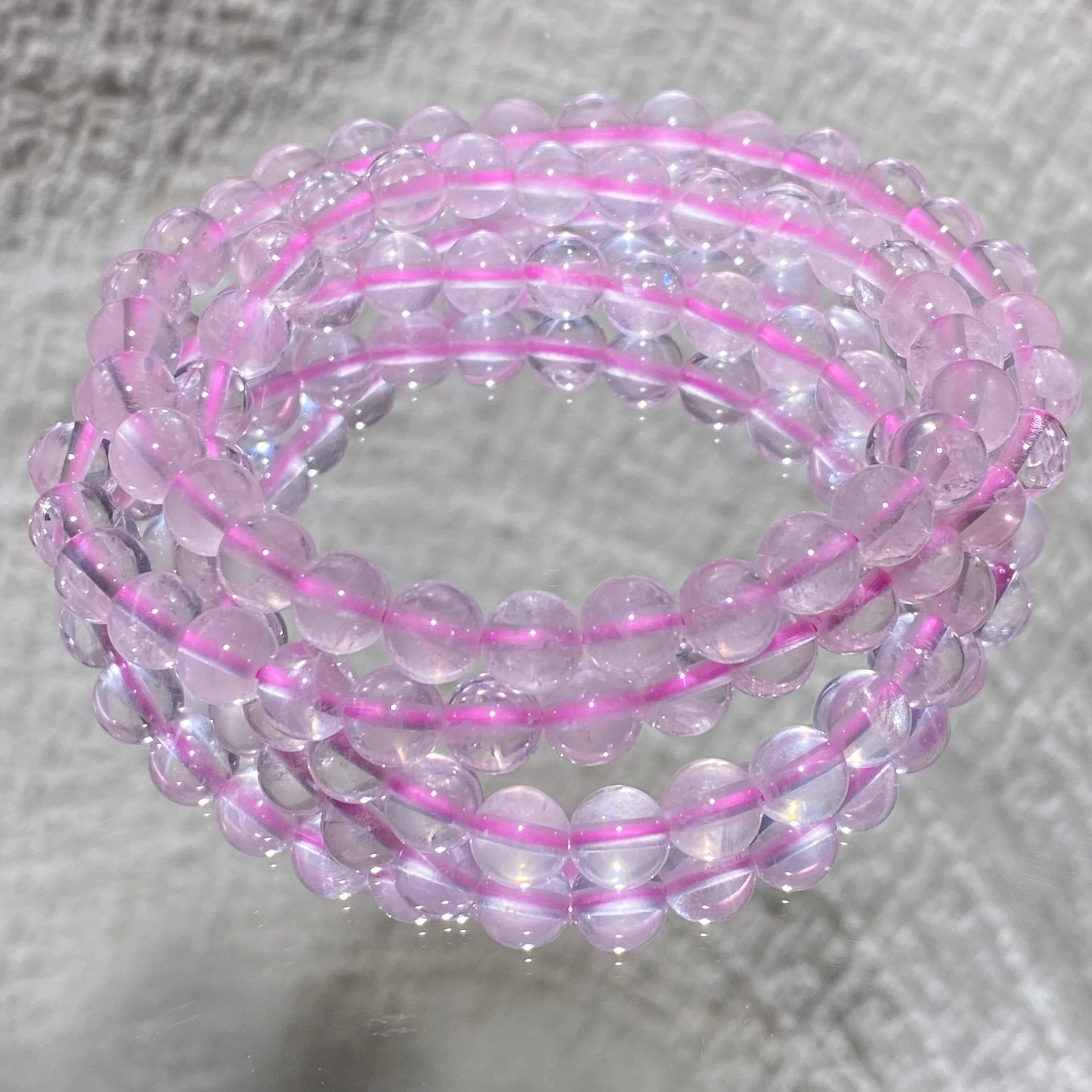 Natural Rose Quartz Bracelet Three Laps
