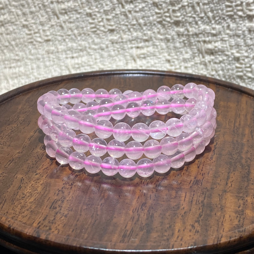 Natural Rose Quartz Bracelet Three Laps