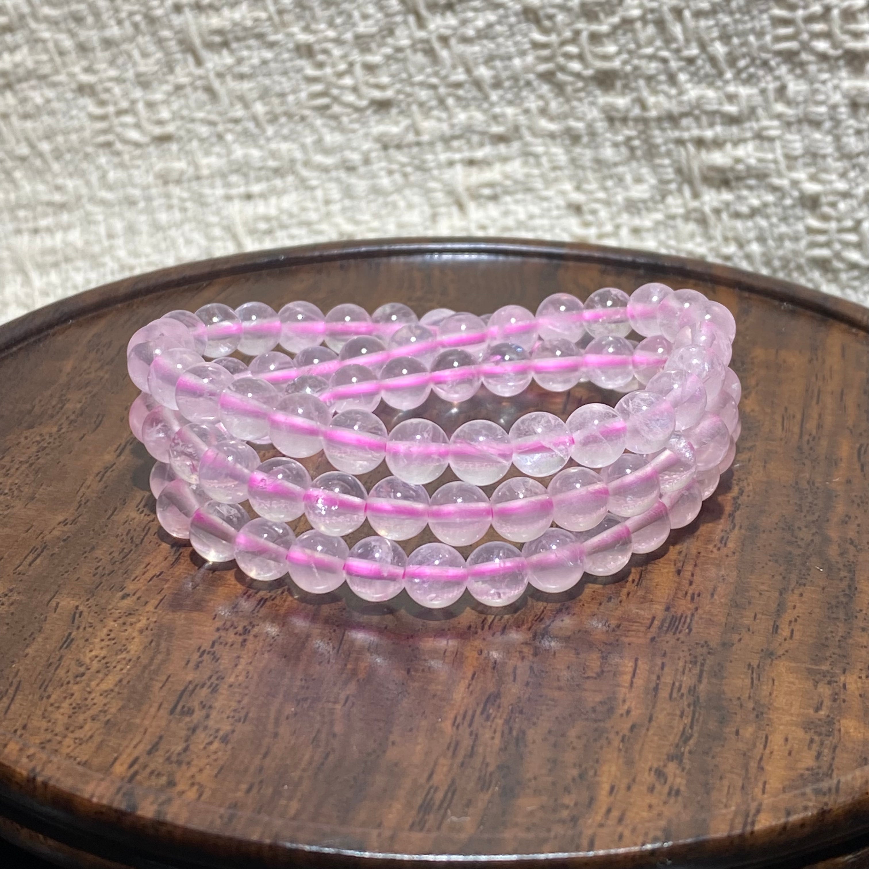 Natural Rose Quartz Bracelet Three Laps