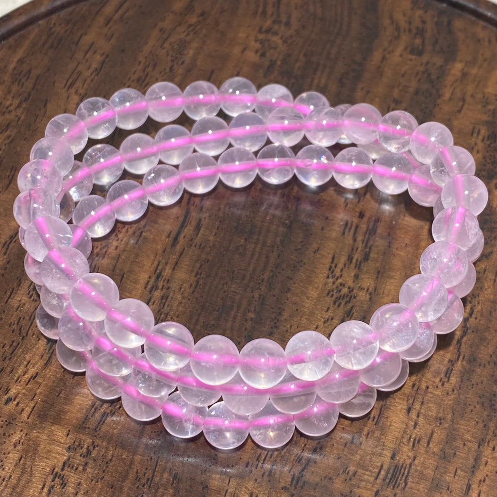Natural Rose Quartz Bracelet Three Laps