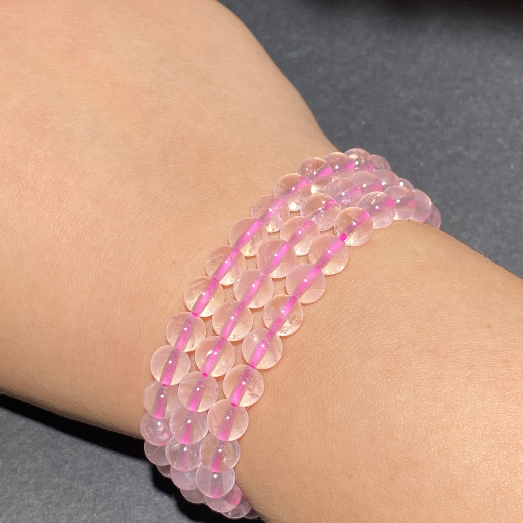 Natural Rose Quartz Bracelet Three Laps