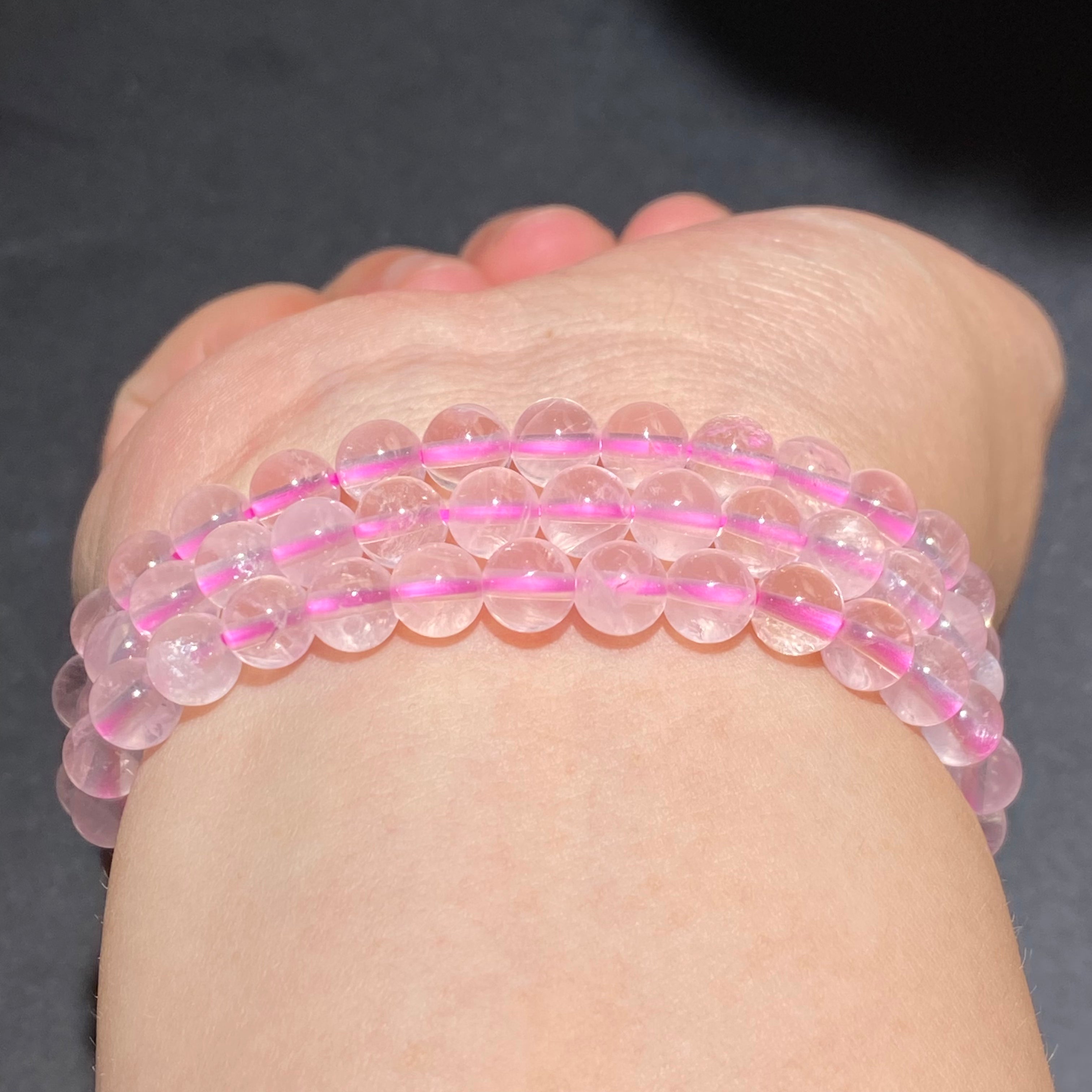 Natural Rose Quartz Bracelet Three Laps