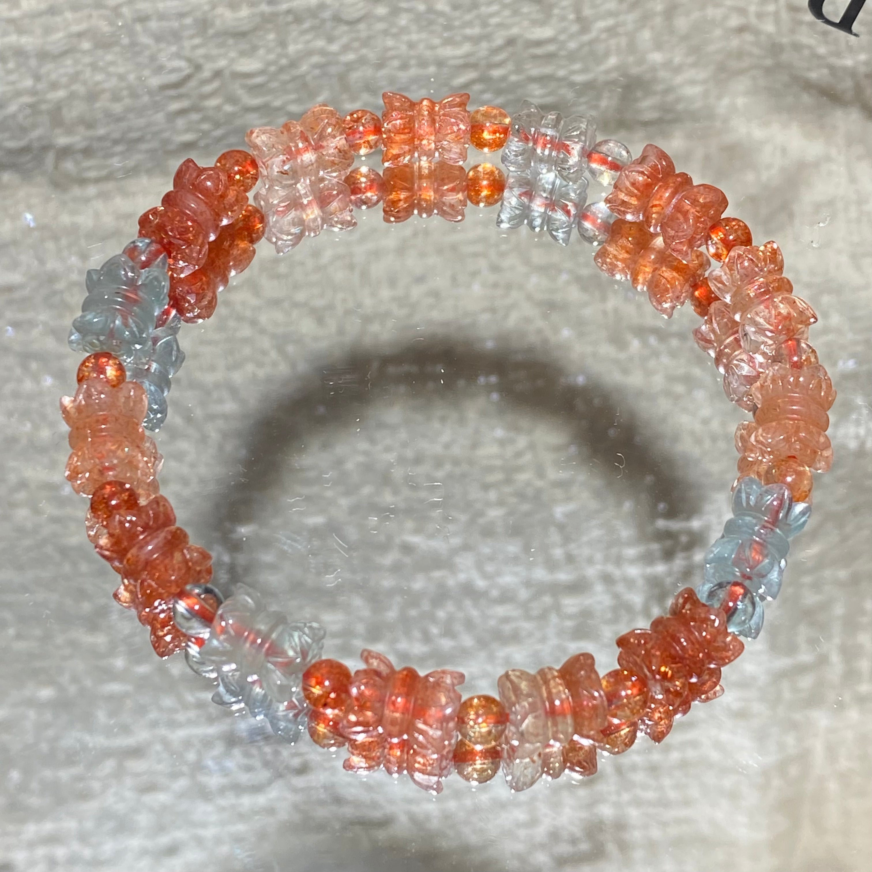 Natural Hand-Carved Sunstone Bracelet 15-16cm