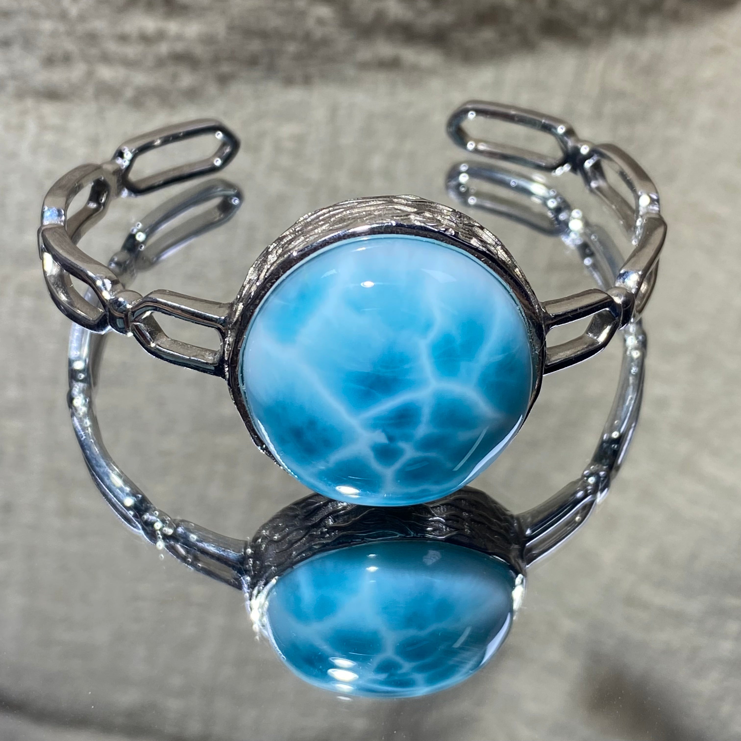 Natural Larimar s925 bangle