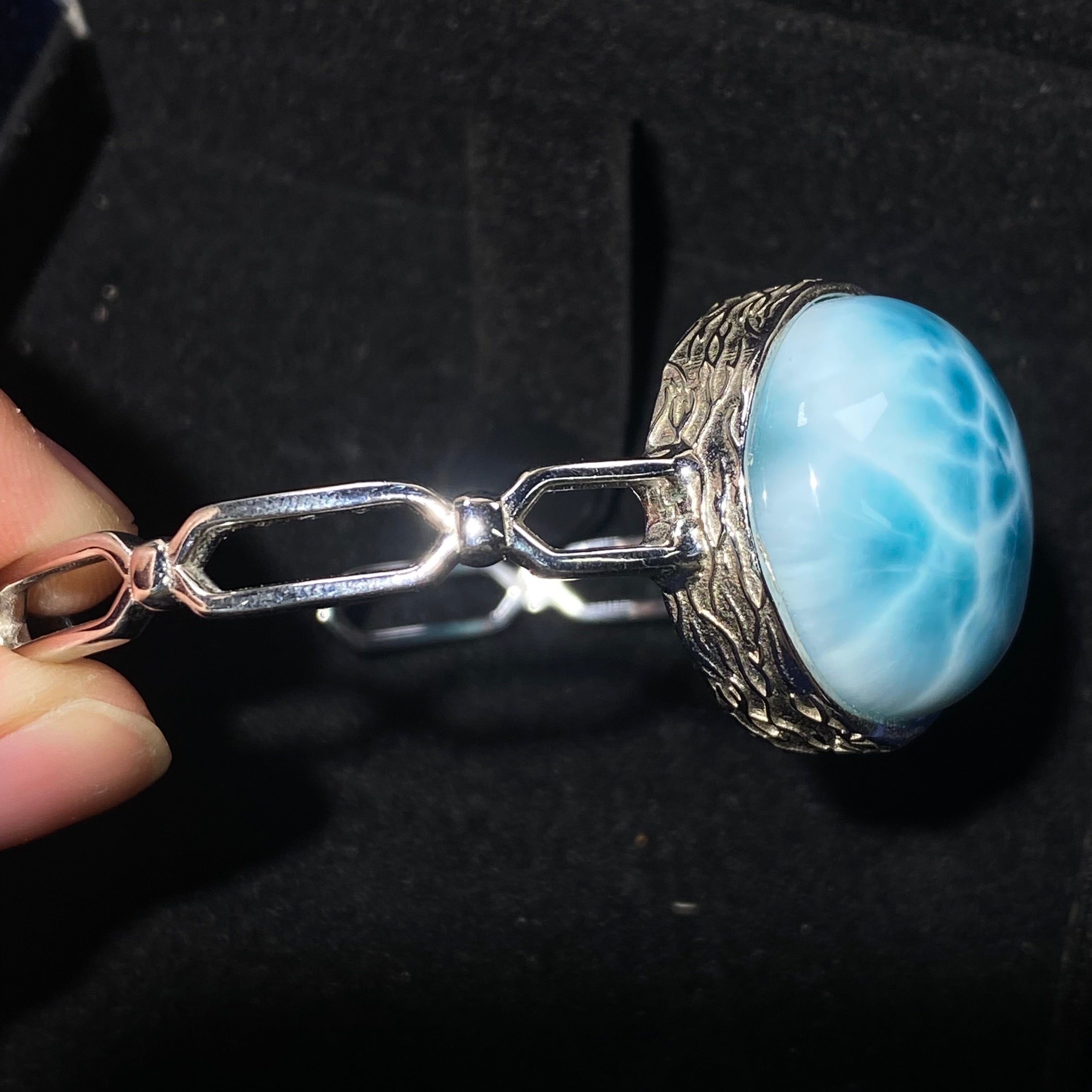 Natural Larimar s925 bangle