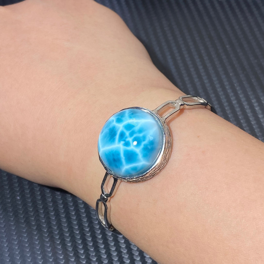 Natural Larimar s925 bangle