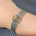 Angel Wings Natural Golden Rutilated Quartz S925 Silver Open Bangle