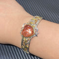 Natural Sunstone Heart s925 bangle