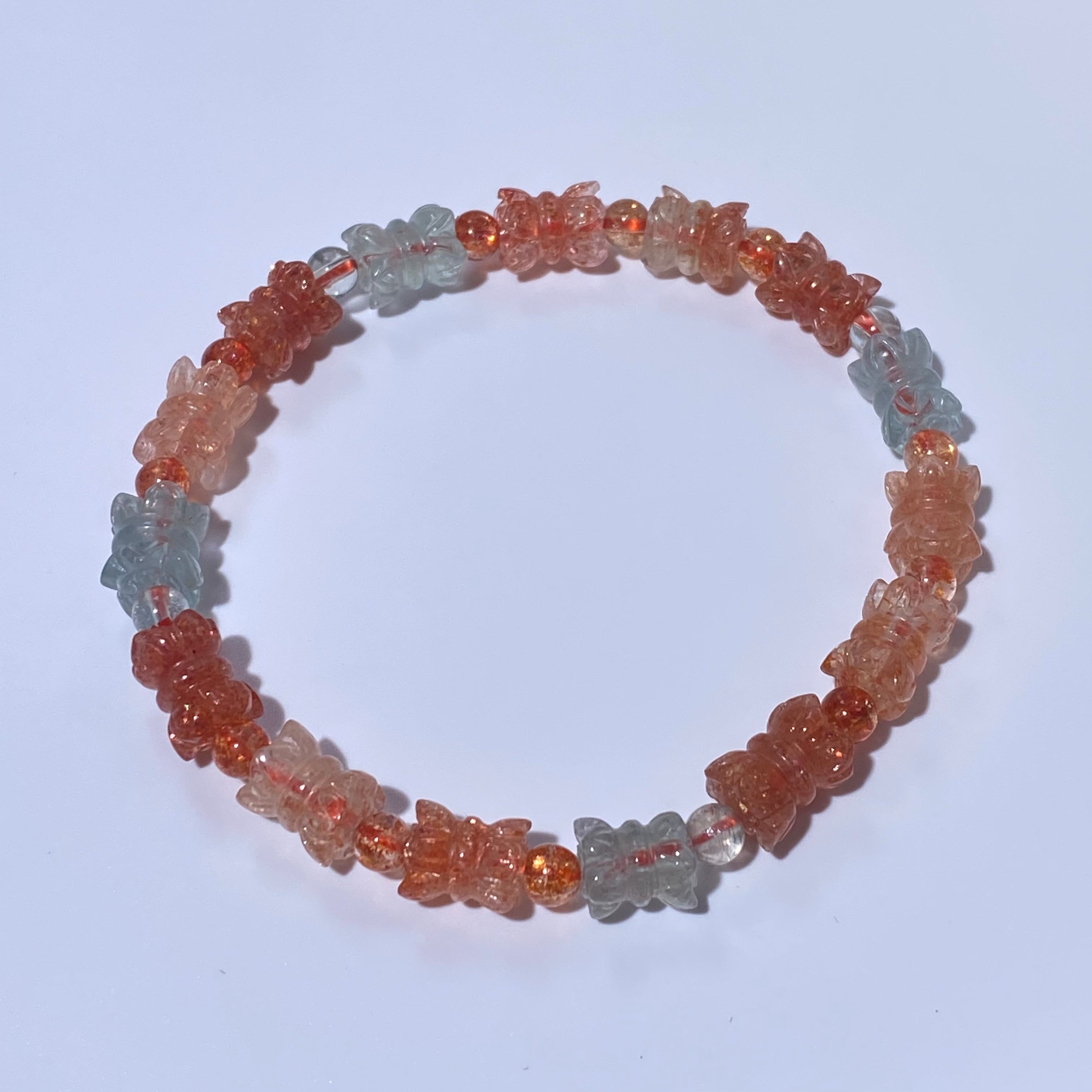 Natural Hand-Carved Sunstone Bracelet 15-16cm
