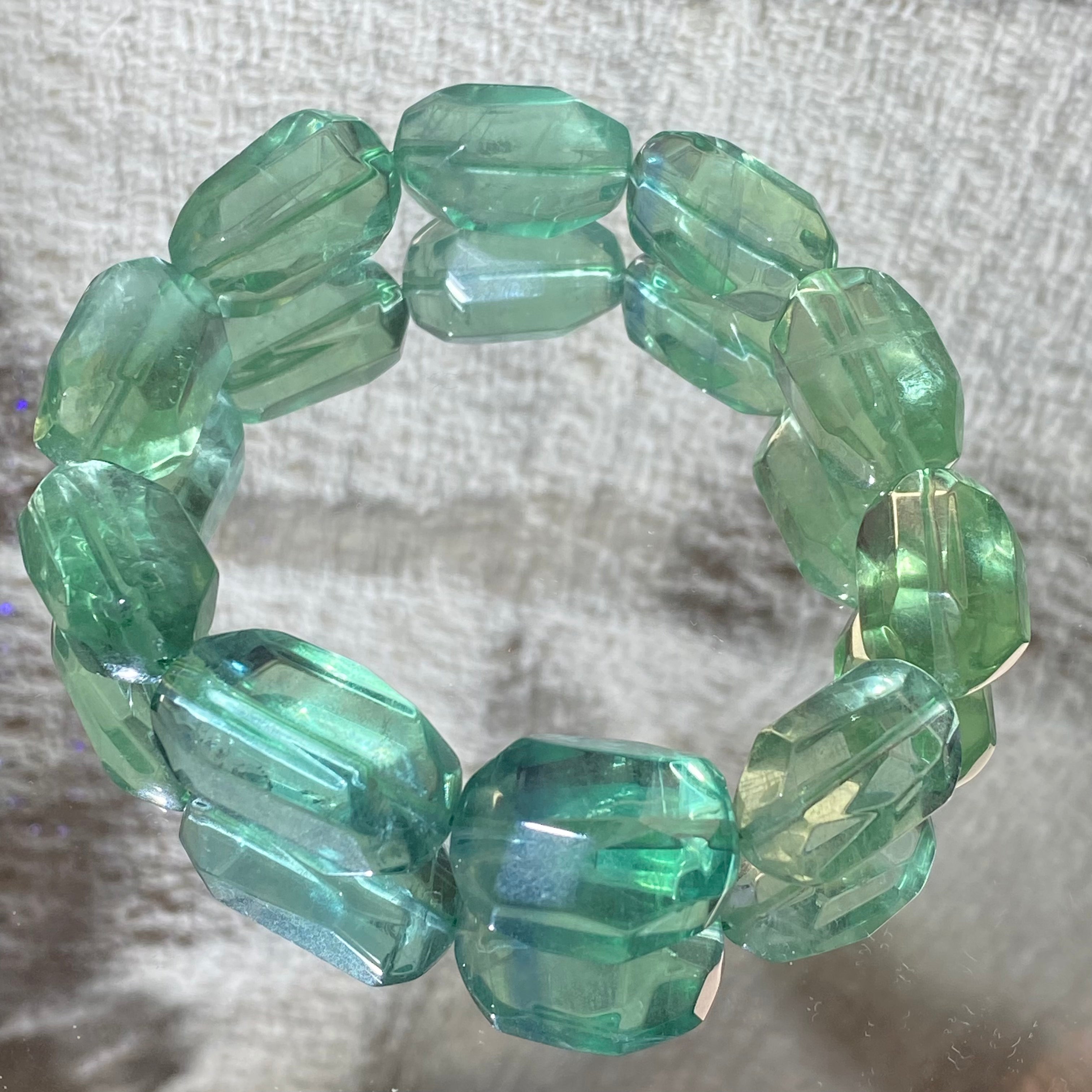 Green Fluorite Faceted Tumbled Beaded Bracelet