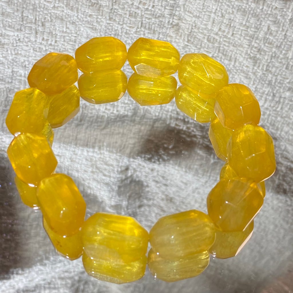 Yellow Fluorite Faceted Tumbled Beaded Bracelet