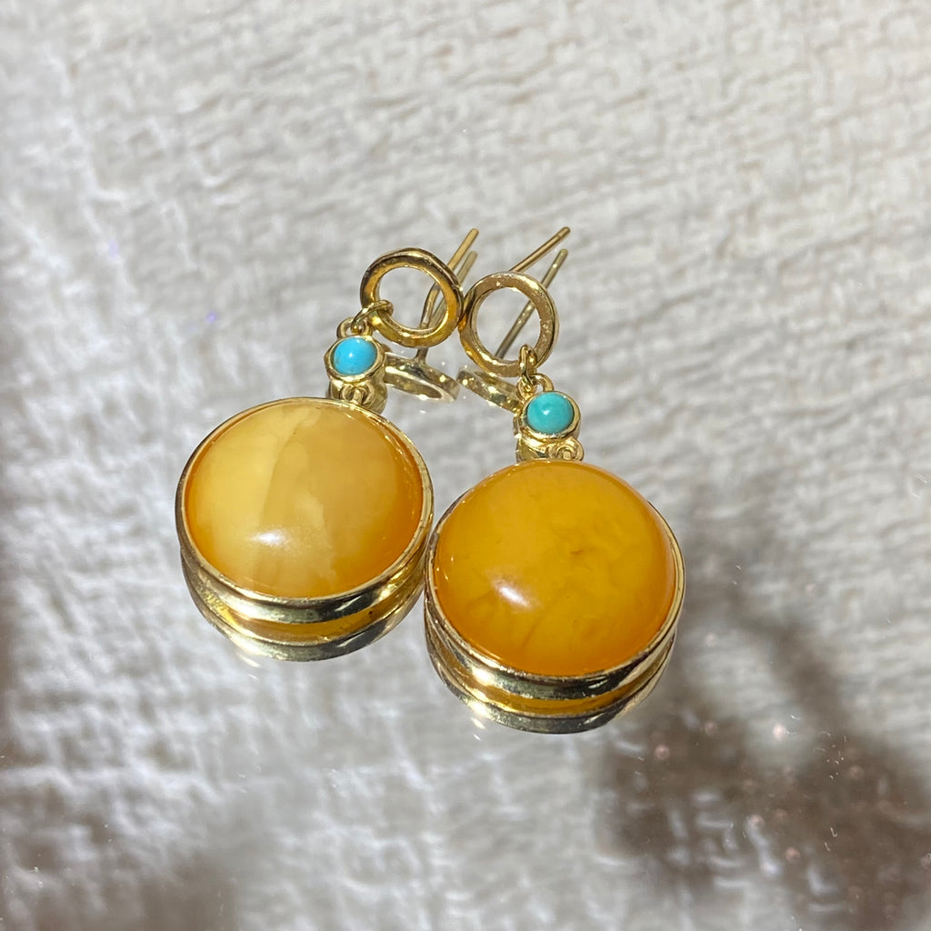 Amber & Turquoise Drop Earrings