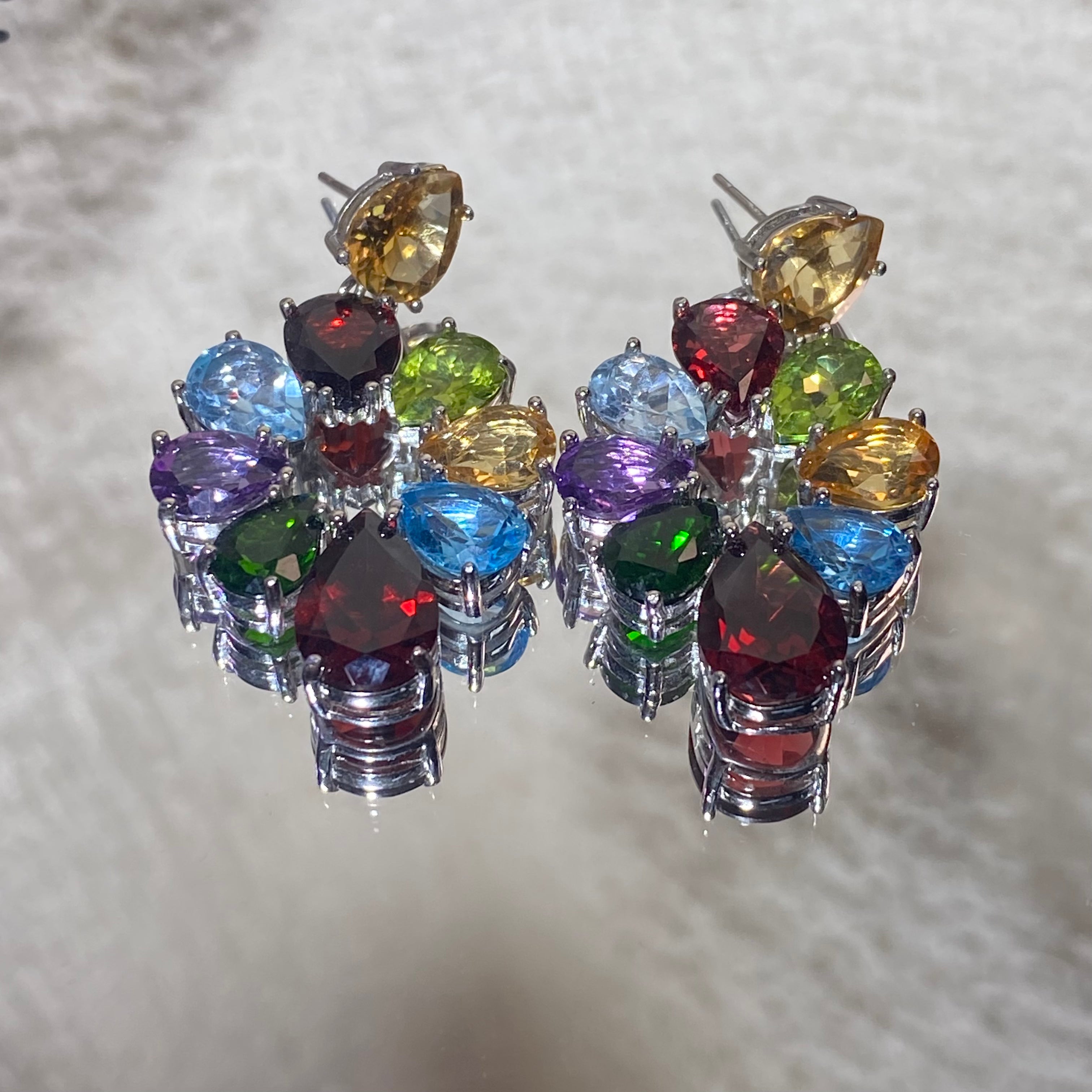 Multi-Gemstone Rainbow Stud Earrings