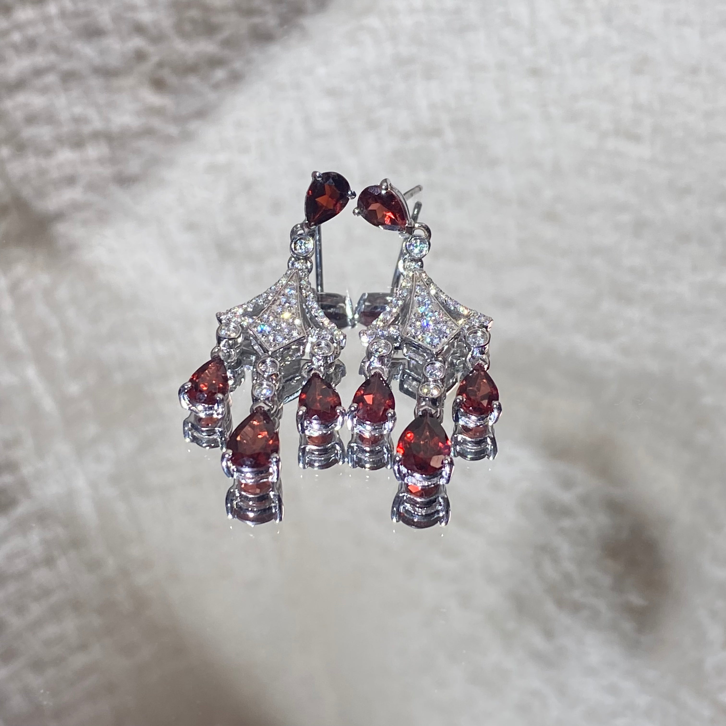 Garnet Chandelier Drop Earrings