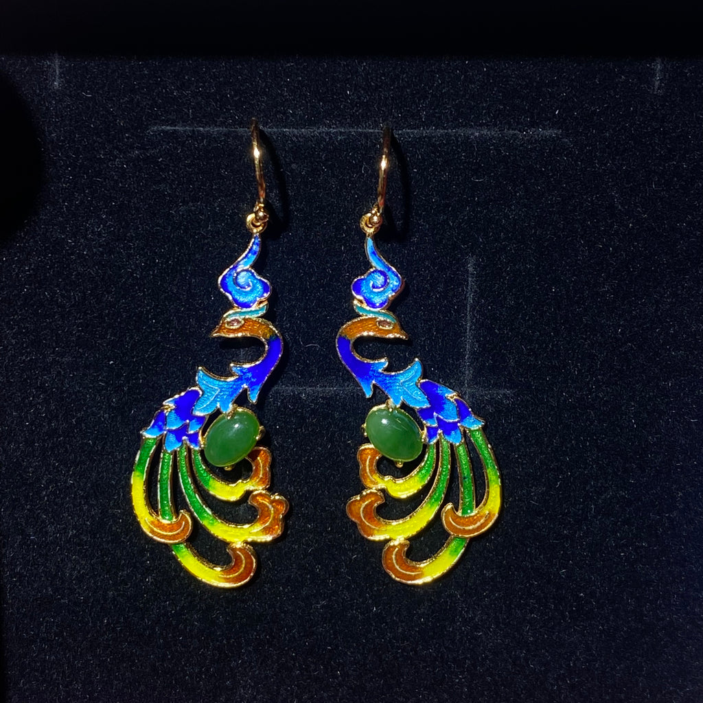 Hetian Jade Phoenix Drop Earrings