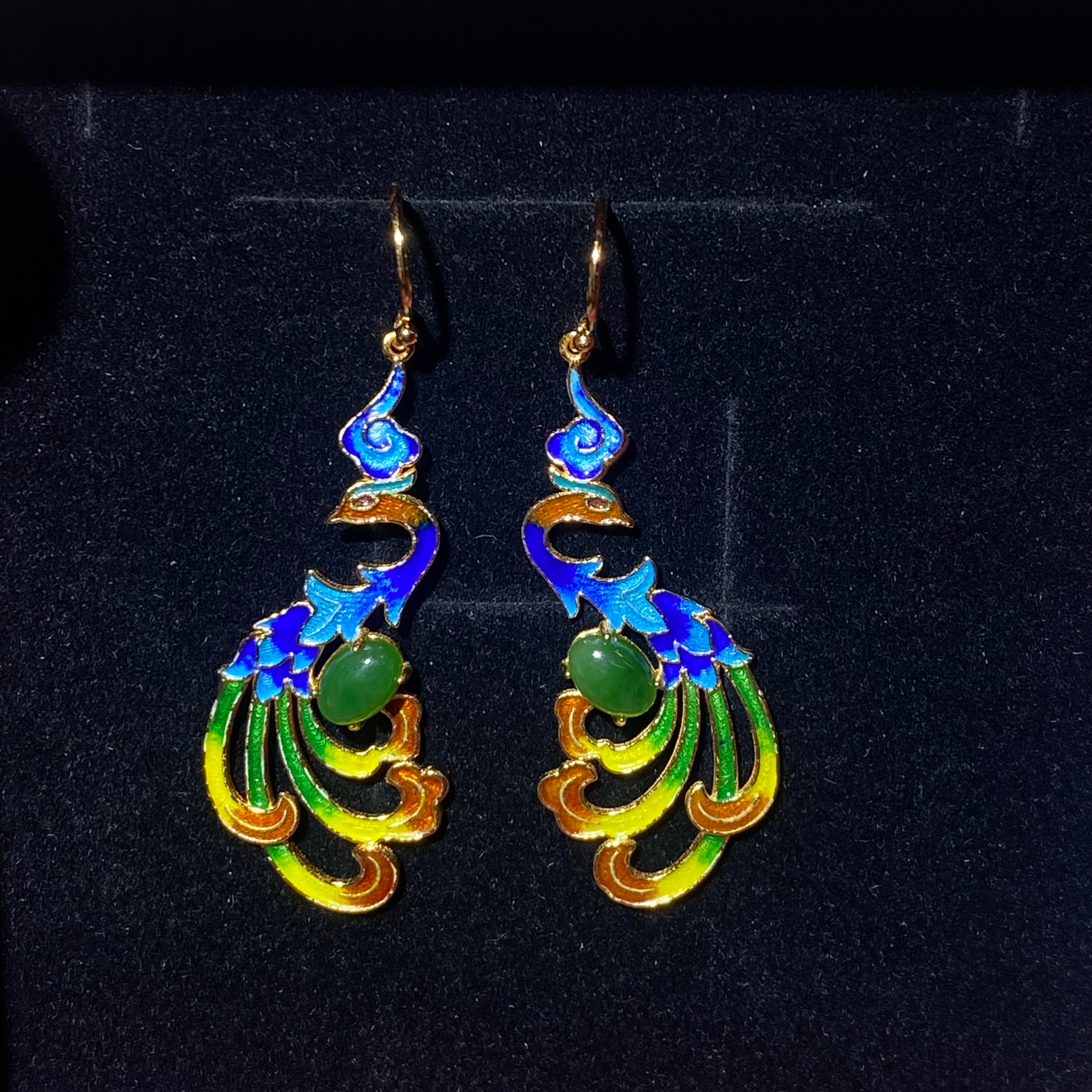 Hetian Jade Phoenix Drop Earrings