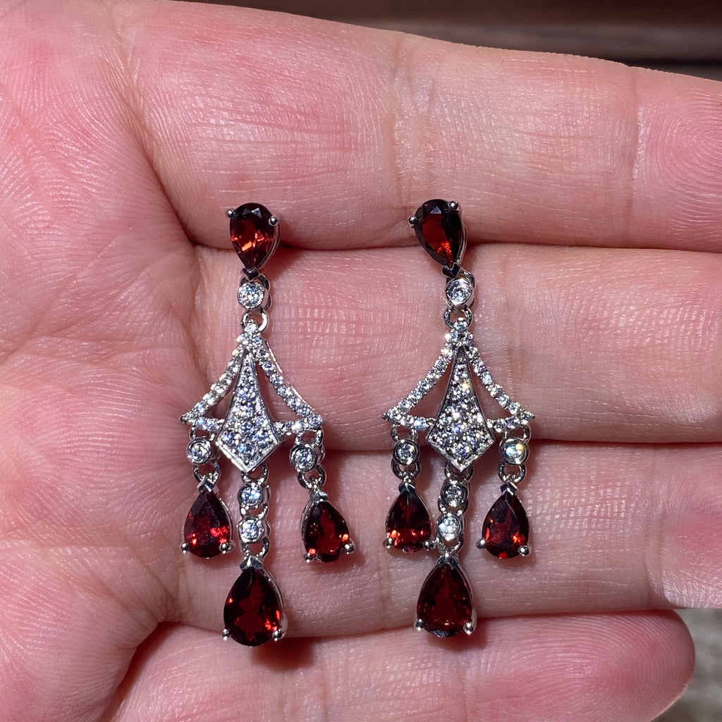 Garnet Chandelier Drop Earrings