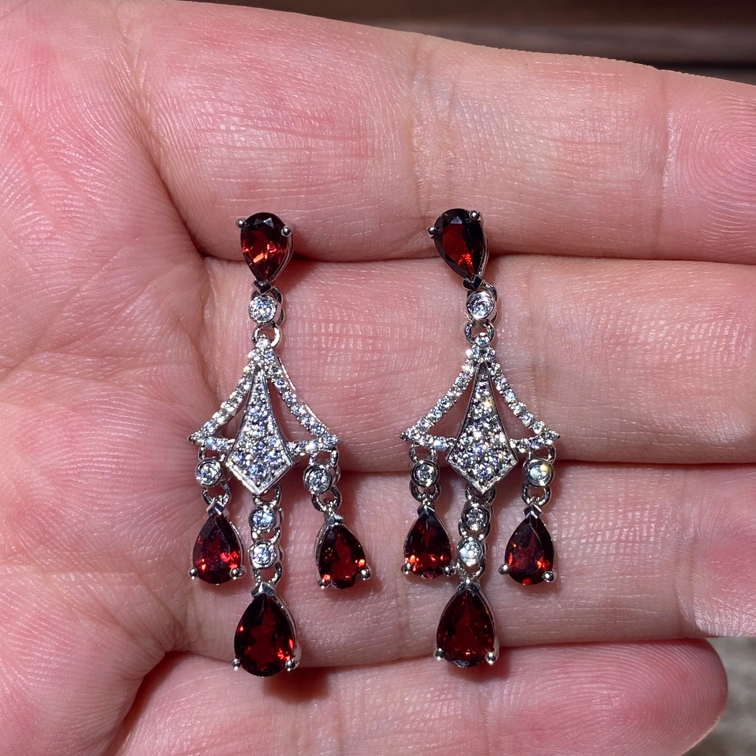 Garnet Chandelier s925 Drop Earrings