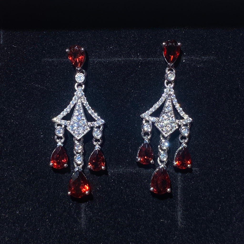 Garnet Chandelier s925 Drop Earrings